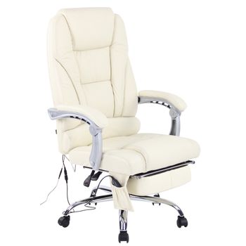 Clp Silla De Oficina Pacific De Cuero Real Con Función De Masaje Cuero Auténtico Crema 64x69x Cm