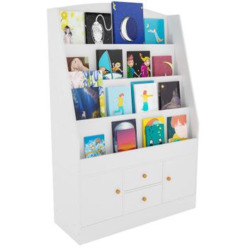 Clp Librerã­a Luray Infantil Con 4 Estantes, 2 Cajones & Compartimentos Madera Blanco 30x80x123 Cm