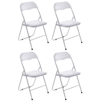 Clp Set De 4 Sillas Plegables Felix Simil Cuero (pvc) Blanco/blanco 45x45x78 Cm