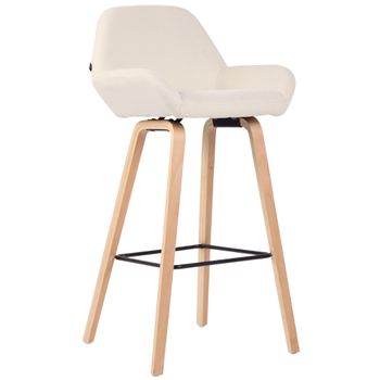 Clp Taburete De Bar Newnan De 4 Patas Con Estructura De Tela Crema 51x52x103 Cm