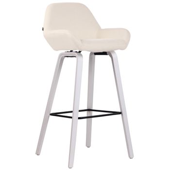 Clp Taburete De Bar Newnan De 4 Patas Con Estructura De Tela Crema 51x52x103 Cm