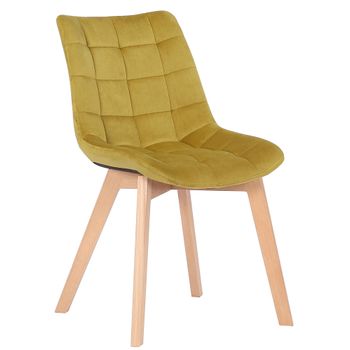 Clp Silla De Comedor Passaic En Terciopelo Amarillo 61x46x82 Cm