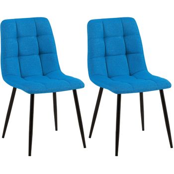 Clp Set De Dos Sillas De Comedor Tilde En Tela O Terciopelo Turquesa 54x45x83 Cm