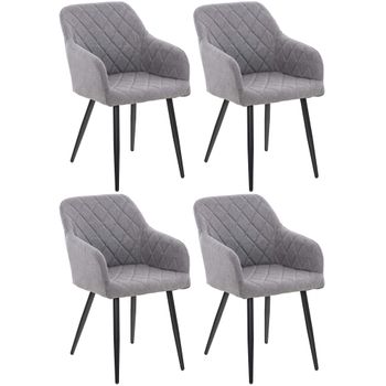 Clp Juego De 4 Sillas De Comedor Shila En Tela O Terciopelo Gris 44x47x84 Cm