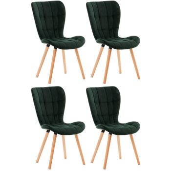 Clp Juego De 4 Sillas De Comedor Elda En Terciopelo Verde 63x50x Cm