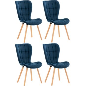 Clp Juego De 4 Sillas De Comedor Elda En Terciopelo Azul 63x50x88 Cm