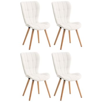 Clp Juego De 4 Silla De Comedor Elda Simil Cuero Blanco 63x50x88 Cm