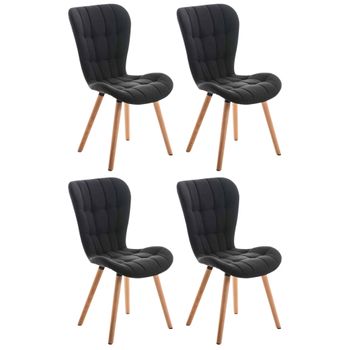 Clp Set De 4 Sillas De Comedor Elda Tapizadas En Tela Negro 63x50x88 Cm