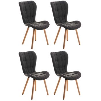 Clp Set De 4 Sillas De Comedor Elda Tapizadas En Tela Gris Oscuro 63x50x88 Cm