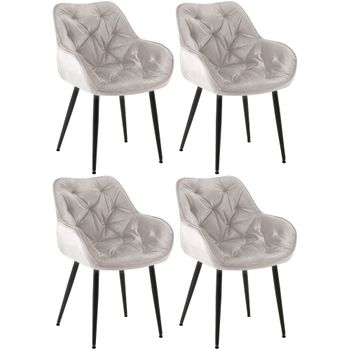 Clp Set De 4 Sillas Tanna De Salón En Terciopelo Gris 62x58x83 Cm