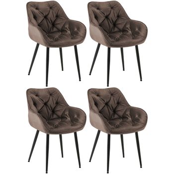 Clp Set De 4 Sillas Tanna De Salón En Terciopelo Marrón 62x58x83 Cm