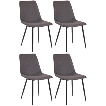 Clp Juego De 4 Sillas De Comedor Telde Tapizadas En Tela Gris Oscuro 57x45x83 Cm