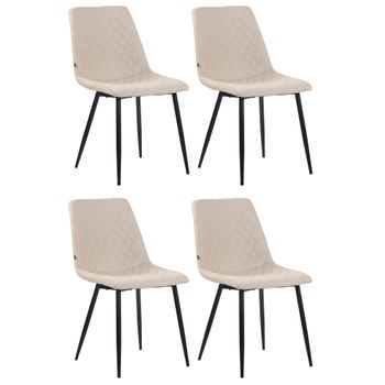 Clp Juego De 4 Sillas De Comedor Telde Tapizadas En Tela Crema 57x45x83 Cm