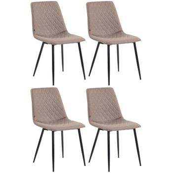 Clp Juego De 4 Sillas De Comedor Telde Tapizadas En Tela Gris Topo 57x45x83 Cm