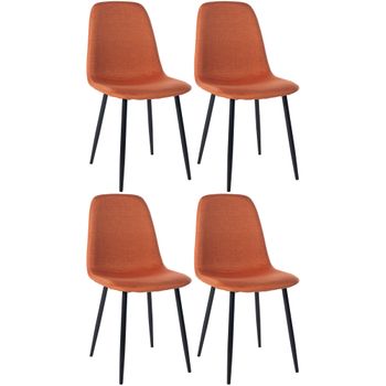 Clp Juego De 4 Sillas De Comedor Napier Tela Naranja 51x44x88 Cm