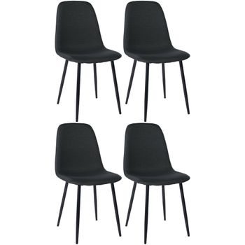 Clp Juego De 4 Sillas De Comedor Napier Tela Negro 51x44x88 Cm