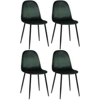 Clp Juego De 4 Sillas De Comedor Napier Terciopelo Verde 51x44x88 Cm