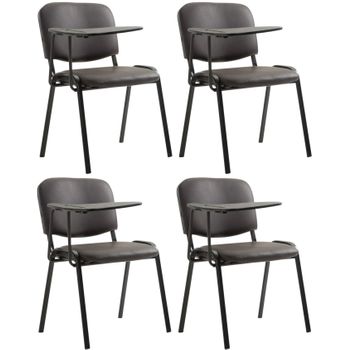 Clp Set De 4 Sillas Confidente Ken Con Mesa Extensible Para Escritura Simil Cuero Marrón 71x53x81 Cm