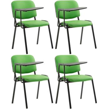 Clp Set De 4 Sillas Confidente Ken Con Mesa Extensible Para Escritura Simil Cuero Verde 71x53x81 Cm