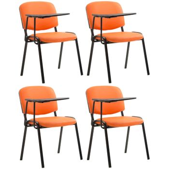 Clp Set De 4 Sillas Confidente Ken Con Mesa Extensible Para Escritura Simil Cuero Naranja 71x53x81 Cm