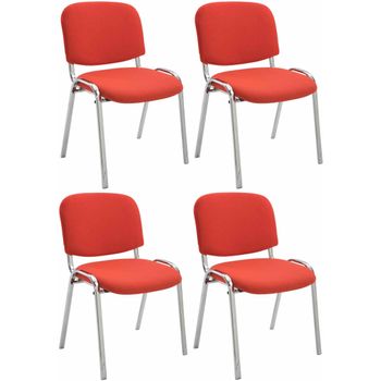 Clp Set De 4 Sillas Confidente Ken Chrom Tela Rojo 64x54x79 Cm