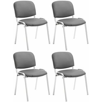 Clp Set De 4 Sillas Ken Cromadas En Polipiel Simil Cuero Gris 48x54x79 Cm