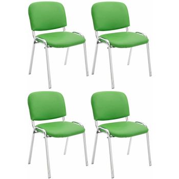 Clp Set De 4 Sillas Ken Cromadas En Polipiel Simil Cuero Verde 48x54x79 Cm