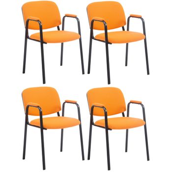 Clp Set De 4 Sillas De Confidente Ken Pro En Tela Naranja 55x53x79 Cm