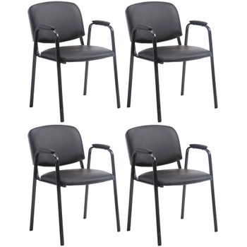 Clp Set De 4 Sillas Confidente Ken Pro En Polipiel Simil Cuero Negro 55x53x79 Cm