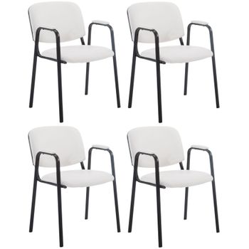 Clp Set De 4 Sillas Confidente Ken Pro En Polipiel Simil Cuero Blanco 55x53x79 Cm