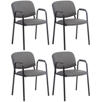 Clp Set De 4 Sillas Confidente Ken Pro En Polipiel Simil Cuero Gris 55x53x79 Cm