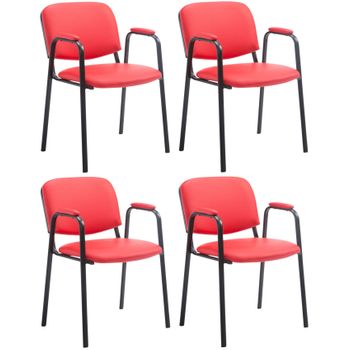 Clp Set De 4 Sillas Confidente Ken Pro En Polipiel Simil Cuero Rojo 55x53x79 Cm