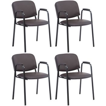 Clp Set De 4 Sillas Confidente Ken Pro En Polipiel Simil Cuero Marrón 55x53x79 Cm