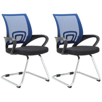 Clp Set De 2 Sillas En Estilo Cantilever Eureka Tela Azul 61x58x89 Cm