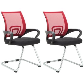 Clp Set De 2 Sillas En Estilo Cantilever Eureka Tela Rojo 61x58x89 Cm