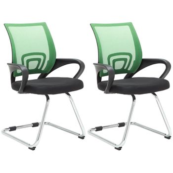 Clp Set De 2 Sillas En Estilo Cantilever Eureka Tela Verde 61x58x89 Cm