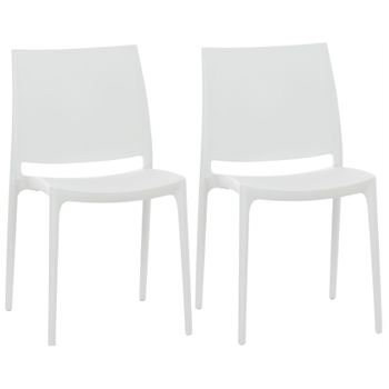 Clp Set De 2 Sillas Apilables Maya Plástico Blanco 50x44x81 Cm