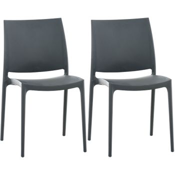 Clp Set De 2 Sillas Apilables Maya Plástico Gris Oscuro 50x44x81 Cm