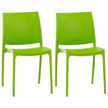 Clp Set De 2 Sillas Apilables Maya Plástico Verde 50x44x81 Cm