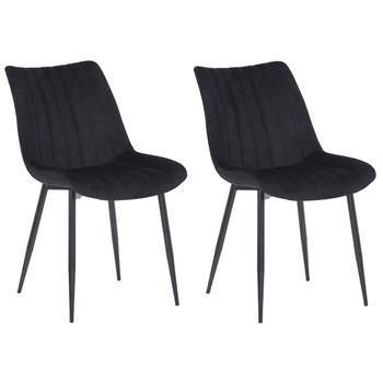 Clp Set De 2 Sillas De Comedor Rahden En Terciopelo Negro 61x46x82 Cm