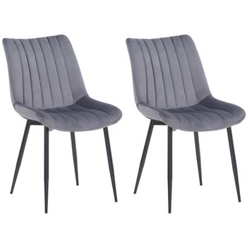 Clp Set De 2 Sillas De Comedor Rahden En Terciopelo Gris 61x46x82 Cm