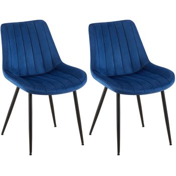 Clp Set De 2 Sillas De Comedor Rahden En Terciopelo Azul 61x46x82 Cm