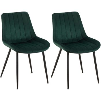 Clp Set De 2 Sillas De Comedor Rahden En Terciopelo Verde 61x46x82 Cm