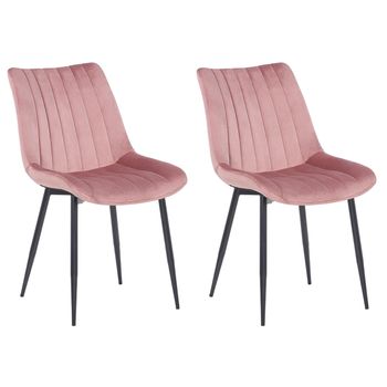 Clp Set De 2 Sillas De Comedor Rahden En Terciopelo Rosado 61x46x82 Cm