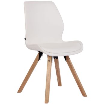 Clp Silla De Salón Luna Con Asiento Acolchado Simil Cuero Blanco 58x49x87.5 Cm