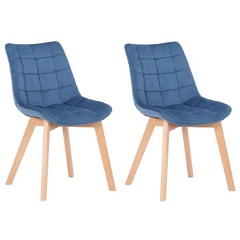 Clp Set De 2 Sillas De Comedor Passaic En Terciopelo Azul 61x46x82 Cm