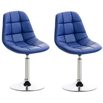 Clp Set De 2 Sillas Lounge Emil En Polipiel Simil Cuero Azul 52x48x84 Cm