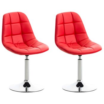 Clp Set De 2 Sillas Lounge Emil En Polipiel Simil Cuero Rojo 52x48x84 Cm