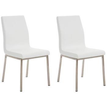 Clp Set De 2 Sillas De Comedor Colmar Simil Cuero Blanco 50x40x88 Cm