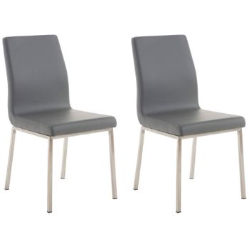 Clp Set De 2 Sillas De Comedor Colmar Simil Cuero Gris 50x40x88 Cm